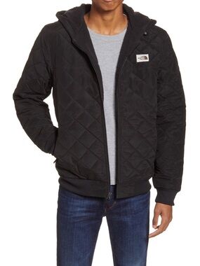 The North Face Men’s Black Quilted Hooded Bomber Jacket